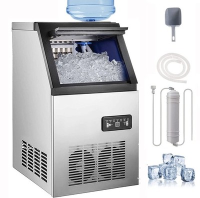 90lb Built-in Commercial Ice Maker Stainless Steel Bar Restaurant Cube Machine