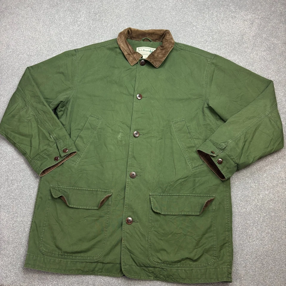 Chaqueta LL Bean Adulto X Grande Verde Caza Lona Granero Tareas Pana Forrada Hombres* Foto 2 de 4