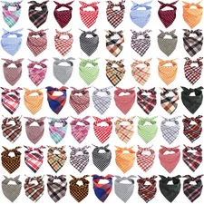 60 Pack Triangle Pets Kerchief, 22.8"x15.7" Pet Scarf Washable Plaid Dog Band...
