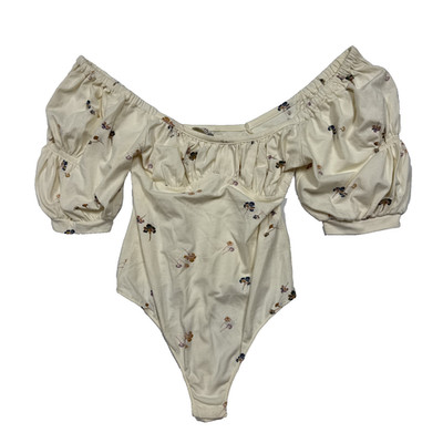 Free People Women's Play Date Bodysuit Ivory Floral Retail $58 XS