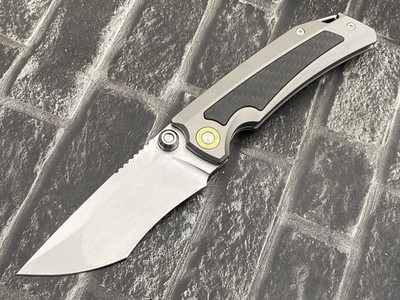 TwoSun TS596-14C28N-CF-SW Folding Knife 14C28N Blade Titanium/CF Handle Pocket K