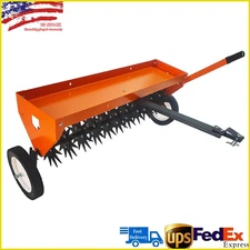 40" Tow Behind Spike Aerator with Universal Hitch, Adjustable Handle & Wheels