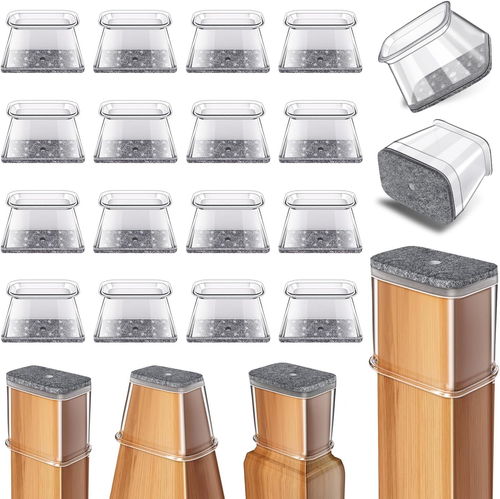 24 Pcs Chair Leg Floor Protectors Rectangle, Silicone Felt Furniture Leg Pads Ca - Picture 12 of 12