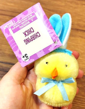 Easter Basket Toy Chirping Chick PALM PET Blue Bow  Bunny Ears Festive Voice