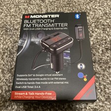 Monster Bluetooth FM Transmitter w/ 3.4 AMP USB Charging and External Mic TESTED