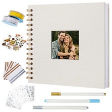 Scrapbook 10x10 Inch Hardcover Kraft White Pages DIY Scrapbook Photo Album Li...