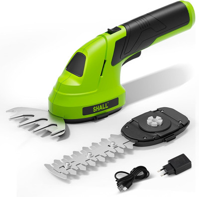 SHALL Akku-Grasschere, Heckenschere, 7.2V Elektrischer Strauchschere 2 in 1 Hand