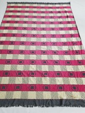 Vintage American Jacquard Reversible Woven Coverlet 227x156cms