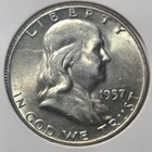 1957 D Franklin Silver Half Dollar AU/BU Proof Like Choice Gem Silver