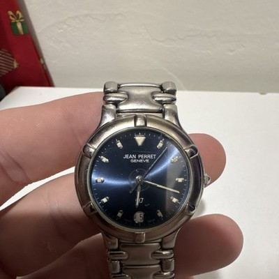 SEND OFFERS Jean Perret Blue Dial Stainless Steel Wristwatch Date Swiss Made