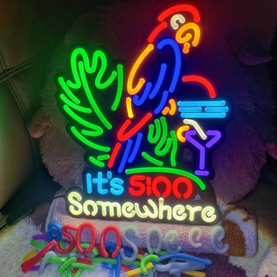 17''× 13'' its 5 o'clock somewhere neon sign Palm tree Custom Handmade Home Beer B
