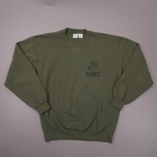 Vintage 90s USMC Marines Sweatshirt Soffe Mens Large Olive Drab Green Made USA
