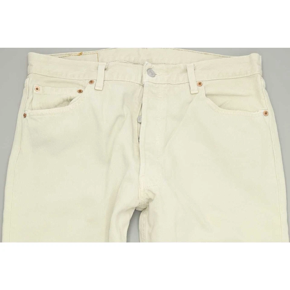Levi's 501 Made in USA Men Beige Straight Regular Jeans W36 L32 (81499) - Image 3 of 4
