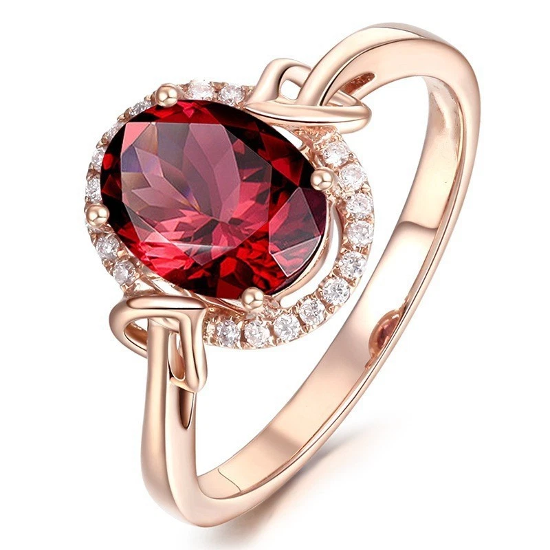 Luxus Damen Ring 18K Rosévergoldeter Rotem Kristall Imitations-Rubin Verstellbar - Bild 4 von 4