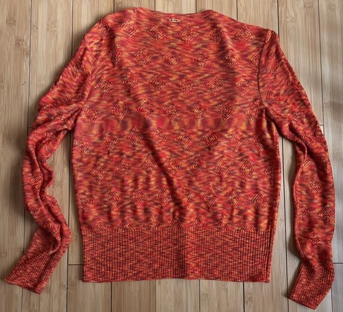 St John Sport Women’s 4 Button Cardigan Orange Warm Colors Long Sleeves Large - Picture 2 of 8