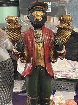 Vintage Monkey Butler Table Lamp Chimp Bellhop Red Jacket Hollywood Regency 29 