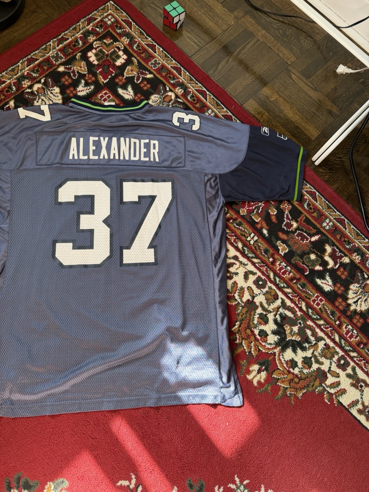 Seattle Seahawks #37 Shaun Alexander Reebok Authentic Patch Home Jersey Size XL thumbnail 13