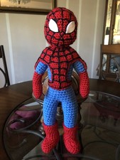 NEW--HAND Designed / Crocheted - SPIDER MAN - 14  Tall -AMIGURUMI-PLUSHIE-DOLL