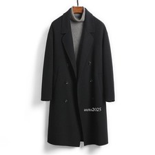 Men's 100 Cashmere Coat Long Double-sided Wool Coat Woolen Business Loose New