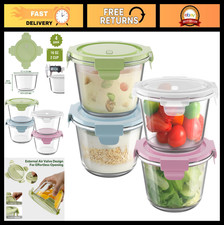2 Cup 16oz Glass Meal Prep Containers with Lids - Airtight Food Storage Jars