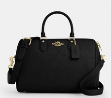 NWT Coach Rowan Large Satchel Bag In Signature Canvas /CCD53 Black