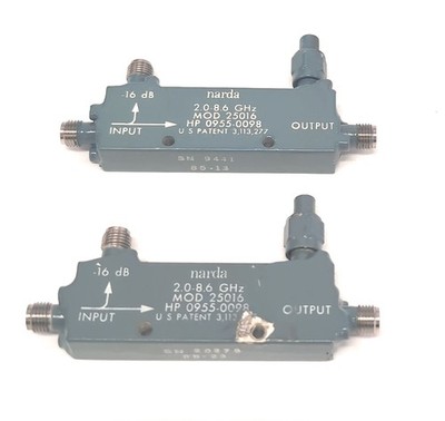 Lot of 2 Narda 25016 2 to 8.6 GHz,16 dB, SMA, Directional Coupler HP 0955-0098