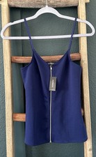 NWT Express Women s Navy Blue Zip Front Camisole Tank Adjustable Straps Size S/P