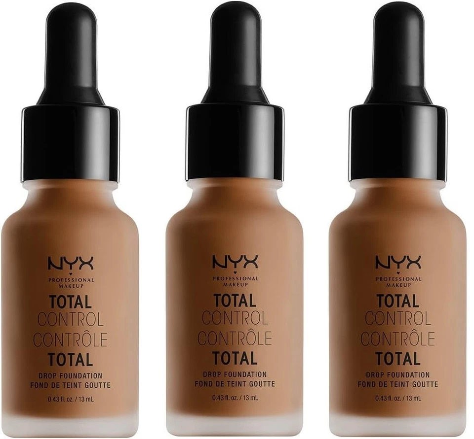 Lot 3 x NYX Total Control Pro Drop Foundation 3 x 13ml TCDF19 Mocha - Photo 1/1