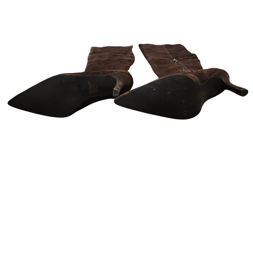 COLIN STUART Chocolate Brown Suede Pointed Toe Stiletto Over Knee Boots Size 8 - Image 3 of 4