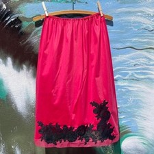 Vintage Van Raalte Red slip w/ black floral lace