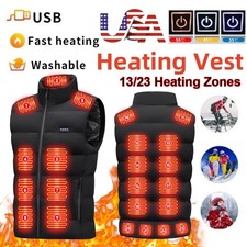 Winter Heated Vest Men 13/23 Zone 3-Levels Electric Jacket w/o 10000mAh Battery