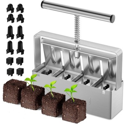 2 Inch Soil Block Maker  Heavy Duty 4 Cell Tool for Seed Starting & Germination