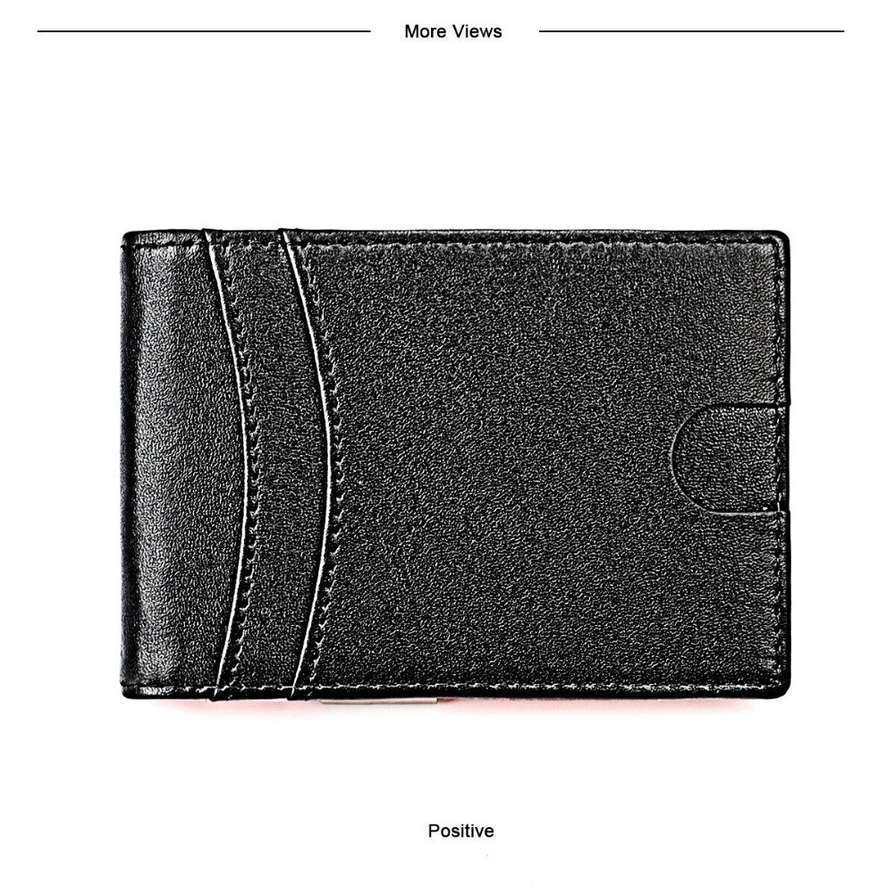 Men's Leather Wallet Money Clip Slim Front Pocket ID Credit Card Holder Handbag