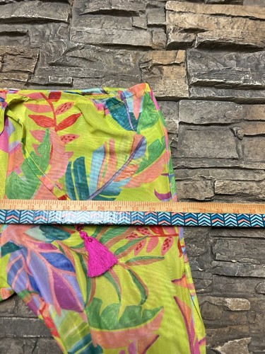 Becca Costa Bella split side Tropical Print Swim Cover Up Sheer Pants Sz L NWT - Picture 6 of 9