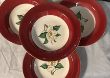 Homer Laughlin Burgundy Salad Bowls (4)  8-1/4" D Lifetime China CO
