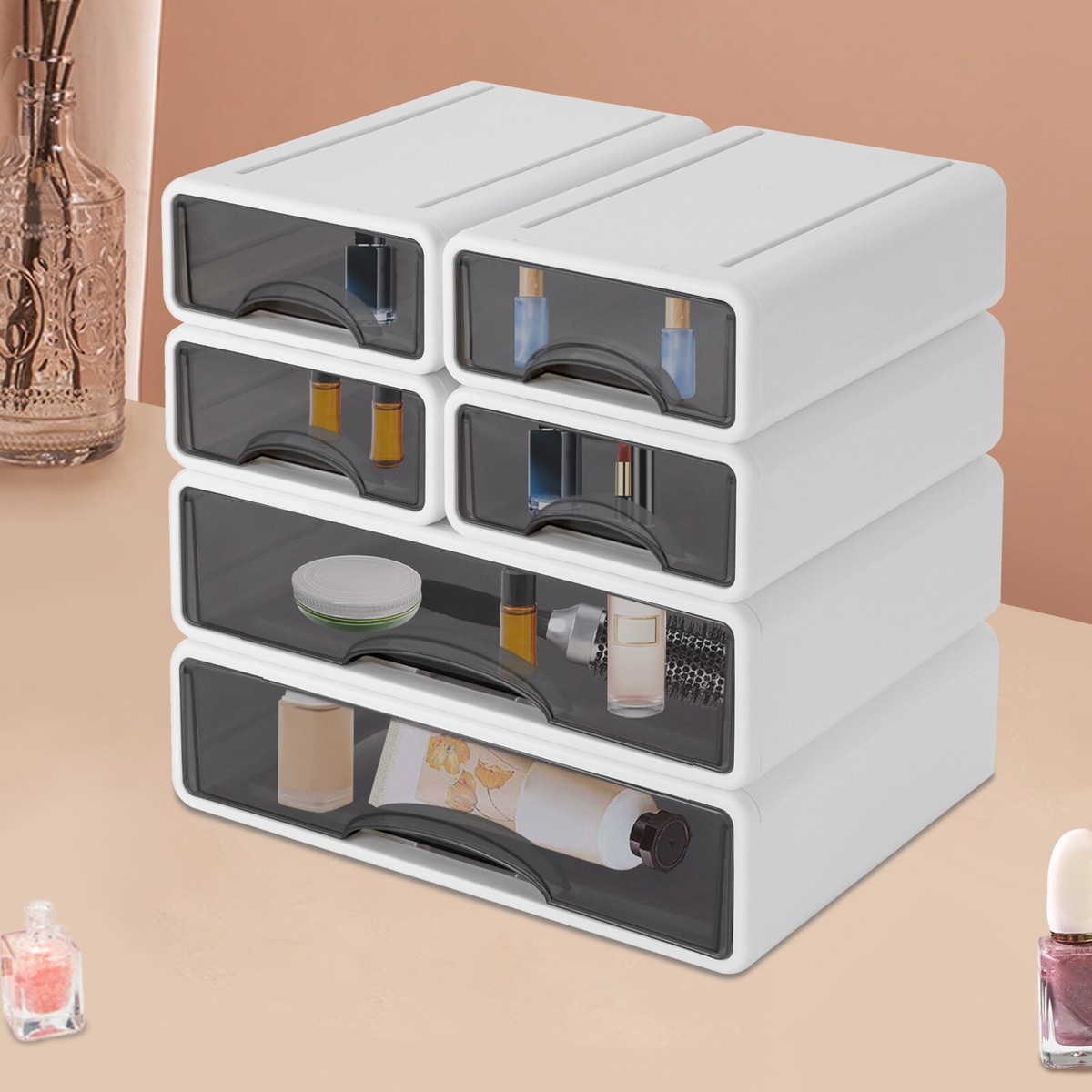 13.4*9.8*13 in PP Rectangular Desktop Organizer Office 6-drawer