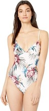 Splendid Womens 180563 Crisscross Off Tropic Cream One Piece Swimsuit Size S