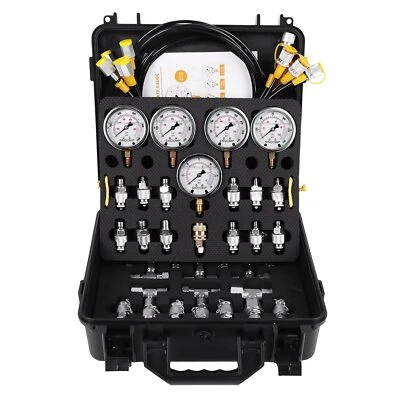 AUTOPARTS-ACCS Hydraulic Pressure Test Kit 5 Gauges 13 Couplings 14 Tee Connectors 5 Test Hoses