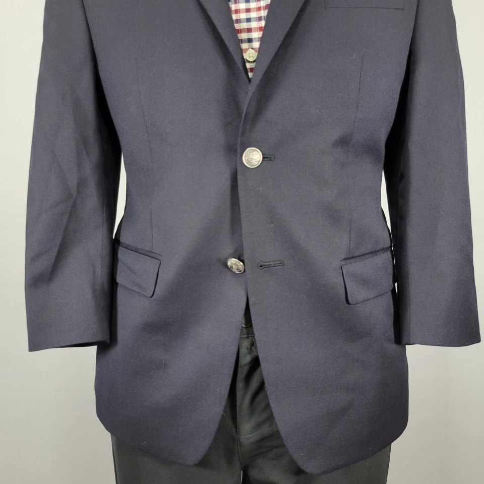 Michael Kors Men's Sport Coat Blazer Two Button Deep Navy Twill Wool Poly 38S - Image 3 of 4