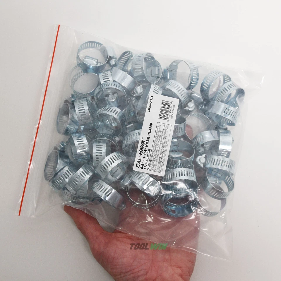 50 pc Hose Clamps 5/8" to 1-1/4" Radiator Heater Adjustable Band Steel Worm Clip - Image 3 of 4