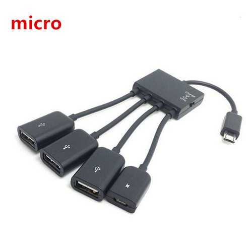 4 Port Micro USB 2.0 HUB 4-IN-1 OTG Hub Power Adapter Cable For Phone - Afbeelding 5 van 7