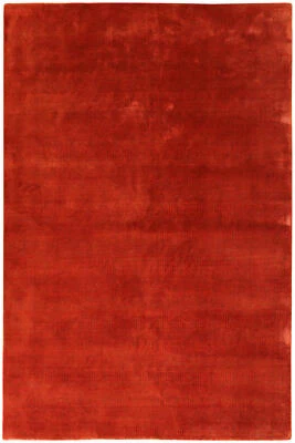 Designer Teppich Indo Grass Modern 140x200 cm 100% Wolle Handgeknüpft Rug rot - Bild 1 von 4