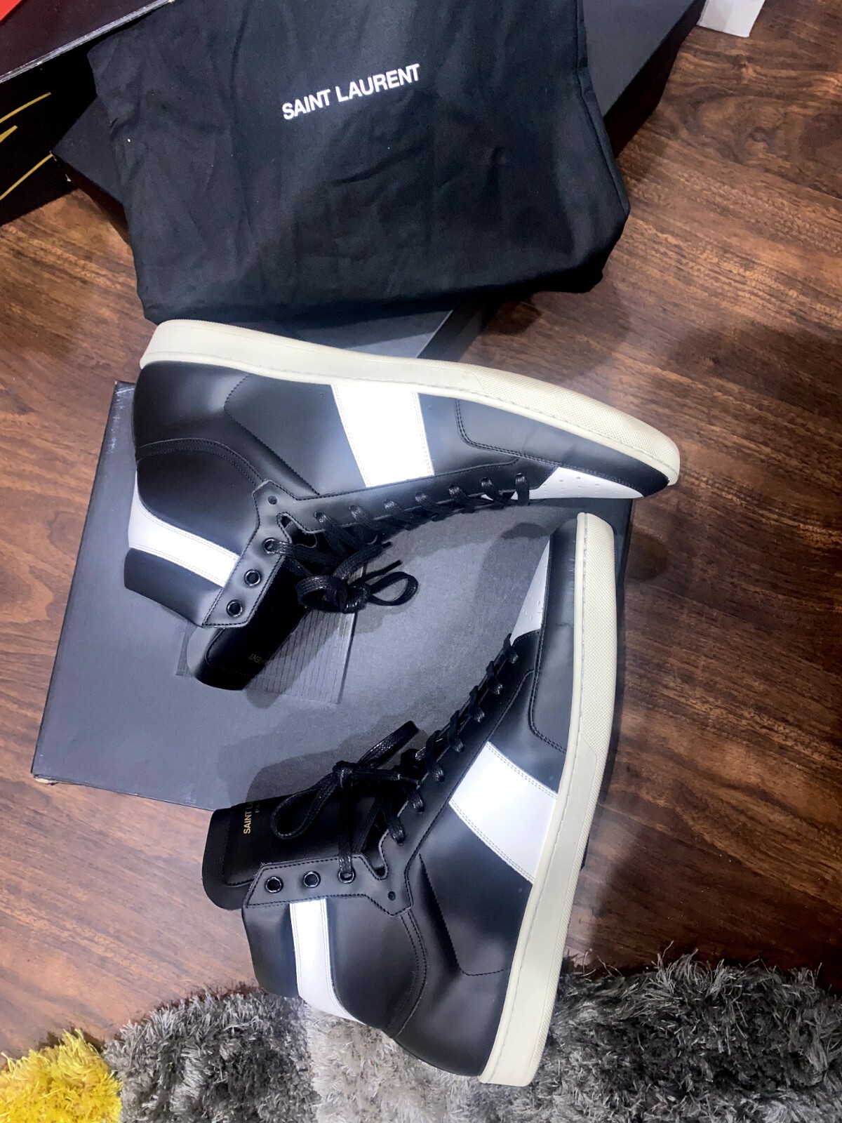 Sneakers alte Yves Saint Laurents YSL taglia 48 EU 15 USA con scatola al dettaglio $737