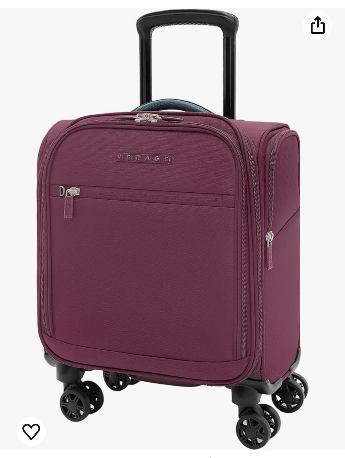 Underseat Carry On Luggage With Spinner Wheels Small Suitcase Softside-image