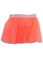 Infant Girls Neon Coral Pink Sparkly Tulle Tutu Skirt Silver Glitter