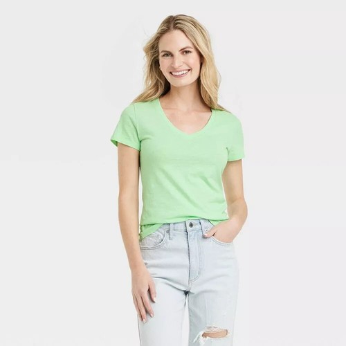 Universal Thread Women's Size XL Short Sleeve V-Neck T-Shirt Mellow Green