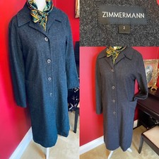 Zimmermann Long Grey Boxy Womens Wool Rich Coat Size 2 Uk 10 Made In Australia