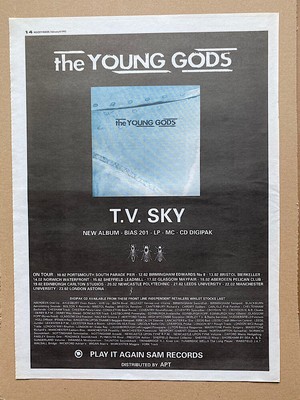 YOUNG GODS TV SKY POSTER SIZED original music press advert from 1992 with tour d
