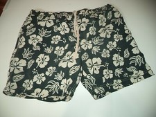 Mens Sonoma Sport Black Size Medium Swimwear With Off White Hibiscous Flowers