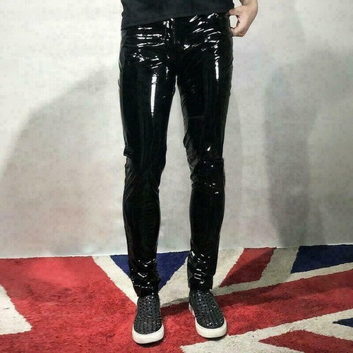 Mens Glossy Patent Leather tights Pants 